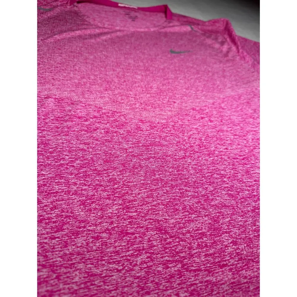 Nike Dri-FIT Running Shirt Pink Heather Reflective Athletic Tee Mens XL
